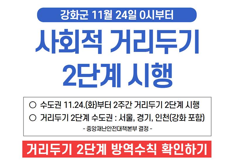 강화군 11월 24일부터 사회적 거리두기 2단계 시행 사진